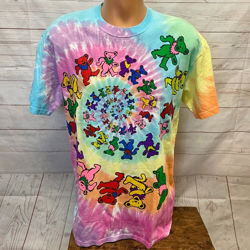 Liquid Blue Grateful Dead Spiraling Bears Tie Dye Tee